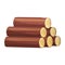 Stack of firewood icon, brown tree trunks