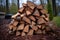 stack of firewood ready for use in a diy fire pit