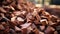 Stack of firewood in a woodpile, close up of timber heap generated by AI