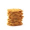 Stack of flat cookies isolated