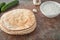 A stack of flat pita breads