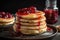 Stack Of Fluffy Pancakes Topped With Jelly. Generative AI