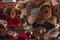 A stack of folded carpets of different colors, which can be seen in a carpet store in Dubai.