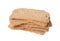 Stack of fresh rye crispbreads isolated on white