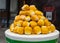 Stack of freshly baked bread rolls