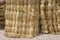 Stack of freshly cut golden hay straw