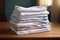 stack of freshly ironed white shirts