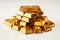 Stack of gold bullions isolated on white background Ai generative