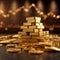 stack of gold on a dynamic stock market Financial success
