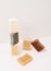 Stack of hand made soap on white background