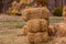 Stack of haystack autumn landscape folded in country field design