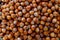 Stack of hazelnuts. Hazelnut background