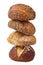 Stack of healthy bread isolated