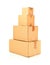 Stack or heap of brown carton cardboard boxes over white, freight, deilvery or shipping concept