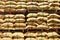 Stack hemp sacks of rice