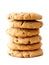 Stack of homemade chocolate chip cookies isolated on white