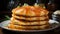 A stack of homemade pancakes, sweet and indulgent generated by AI