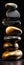 Stack of Impossibly High Polished Black and Gold Zen Rocks on Black Background. Generative ai