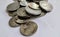 Stack of Indonesian Coin on white background