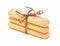 Stack of italian biscuits or ladyfingers savoiardi cookies tied with a rope