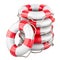 Stack of Lifebelts, heap of lifebuoys. 3D rendering