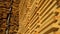 Stack of lumber of a wooden board from a tree. Pile of timber at warehouse storage. 4k video