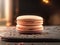 Stack Of Macarons On Dark Background. Generative AI