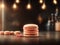 Stack Of Macarons On Dark Background. Generative AI