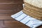 Stack of matzah or matza on a wooden  table