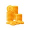 Stack mountain gold bitcoins digital money. Cryptocurrency coins, virtual currency, capitalization. Isolated icon