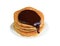 Stack of mouthwatering pancakes with melting dark chocolate sauce Isolated on Transparent Background