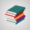 Stack of multi colored books. Vector illustration