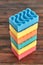 Stack of multicolored kitchen sponges.