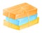 A stack of natural homemade fragrant soap bars tied with a rope. Vector isolated cartoon illustration, hygiene cosmetic