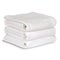 A stack of neatly folded clean fluffy white towels isolated