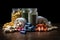 a stack of nutritional supplements in a neat and orderly pile