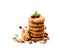 Stack of oat cookies with cranberry and pistachio isolated on w