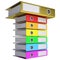 A stack of office folders, folder golden on top