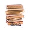 Stack of old antique books and spectacles in thick-rimmed.