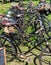 Stack of old vintage german bikes