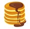 Stack pancakes dripping maple syrup. Food illustration breakfast pancakes sweet topping. Delicious