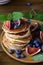 Stack pancakes with figs
