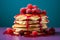 a stack of pancakes with raspberries on top