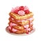 Stack of pancakes with raspberry