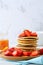 Stack pancakes with strawberry