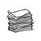 Stack of paper pages line art. Blank sheets. Hand drawn doodle vector illustration. Doodle paper heap. Contract document pile