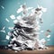 Stack of papers being blown away - ai generated image