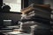 Stack of papers documents on table at offices. Business concept