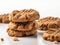 Stack of peanut butter cookies on a white background