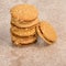 Stack of peanut butter filled cookies